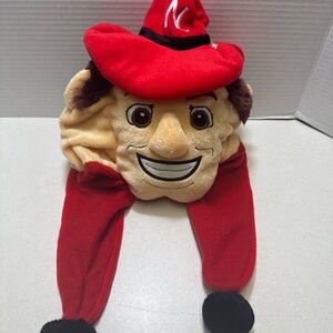 Nebraska Huskers Herbie Husker Mascot Themed Dangle Hat -NWT